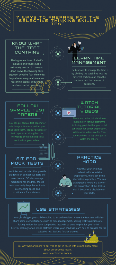 7 Ways to Prepare for the Selective Thinking Skills Test Infographic