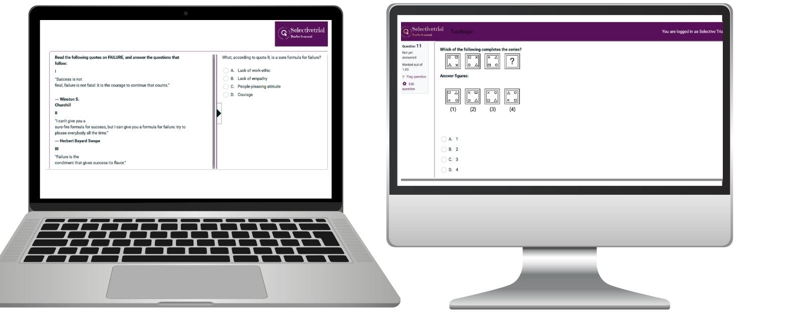 Selectivetrial ASET practice platform preview